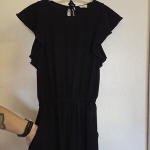 Aritzia Black Ruffle Sleeve Mini Dress  - Available until 4/19